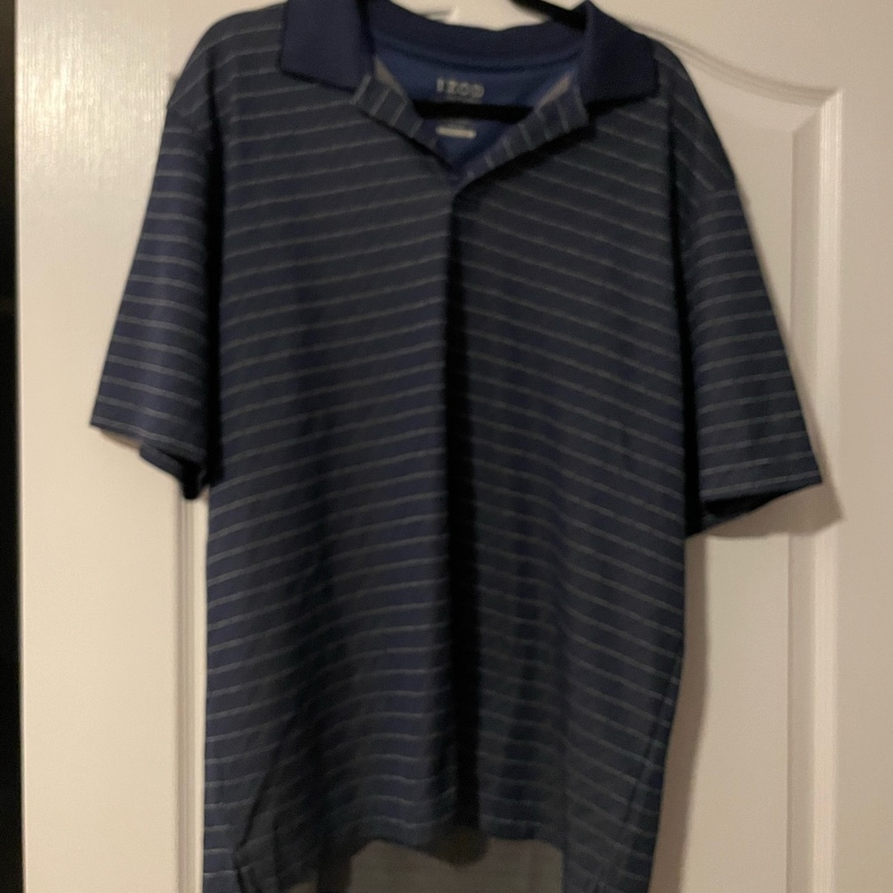 Izod Men's Navy Striped Polo Shirt
